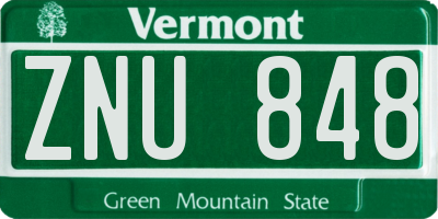VT license plate ZNU848