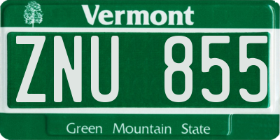 VT license plate ZNU855