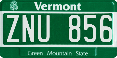 VT license plate ZNU856