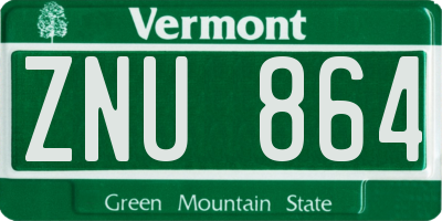 VT license plate ZNU864