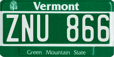 VT license plate ZNU866