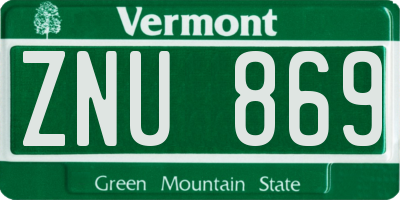 VT license plate ZNU869