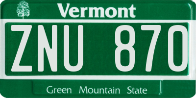 VT license plate ZNU870