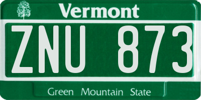 VT license plate ZNU873