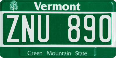VT license plate ZNU890