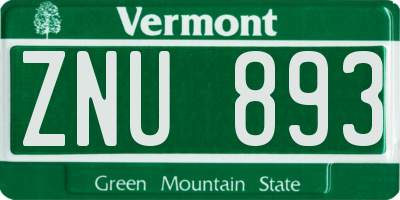 VT license plate ZNU893