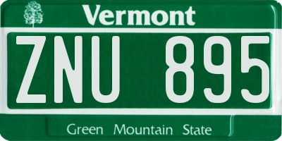 VT license plate ZNU895