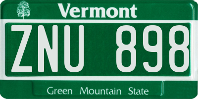VT license plate ZNU898
