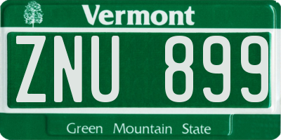 VT license plate ZNU899