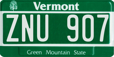 VT license plate ZNU907