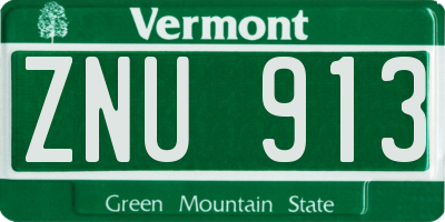 VT license plate ZNU913