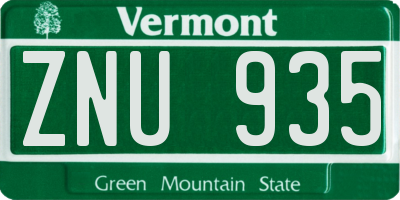 VT license plate ZNU935