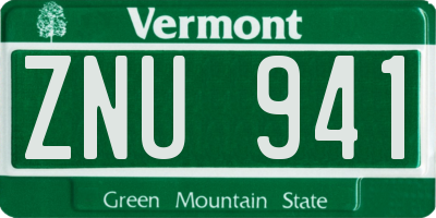 VT license plate ZNU941