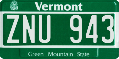 VT license plate ZNU943