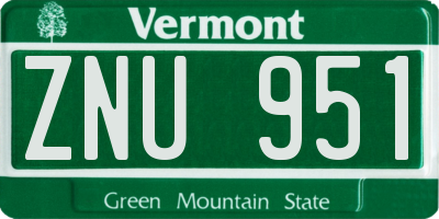 VT license plate ZNU951