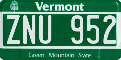 VT license plate ZNU952