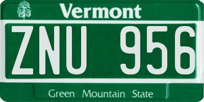 VT license plate ZNU956