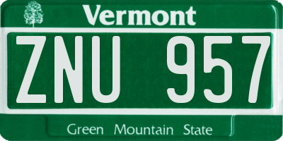 VT license plate ZNU957