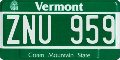 VT license plate ZNU959
