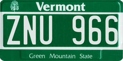 VT license plate ZNU966