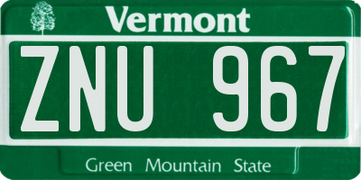 VT license plate ZNU967