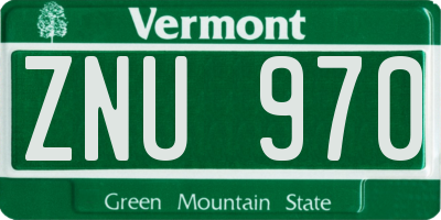 VT license plate ZNU970