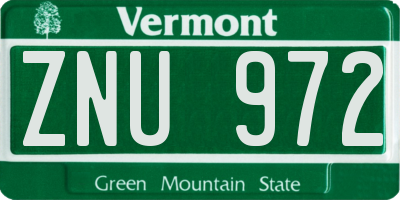 VT license plate ZNU972