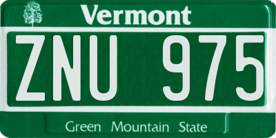 VT license plate ZNU975