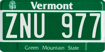 VT license plate ZNU977