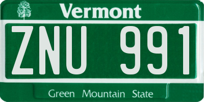 VT license plate ZNU991