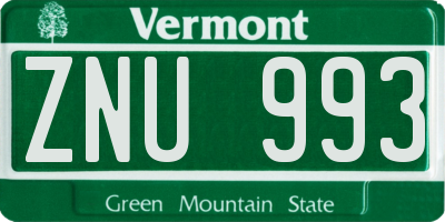 VT license plate ZNU993