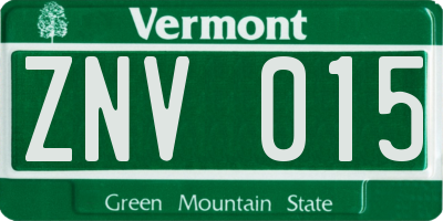 VT license plate ZNV015