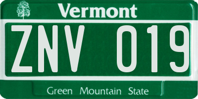 VT license plate ZNV019