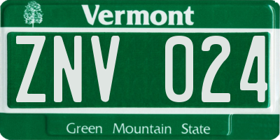 VT license plate ZNV024