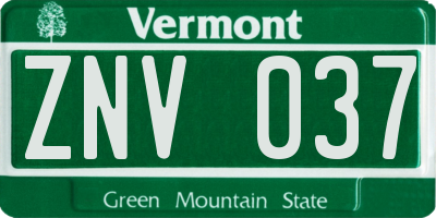 VT license plate ZNV037