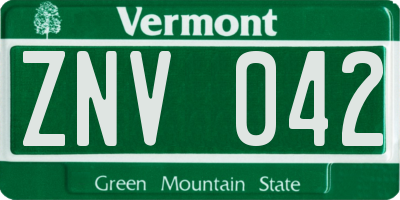 VT license plate ZNV042
