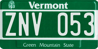 VT license plate ZNV053