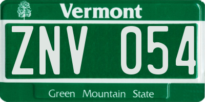 VT license plate ZNV054