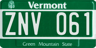 VT license plate ZNV061