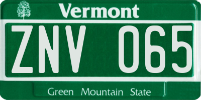 VT license plate ZNV065