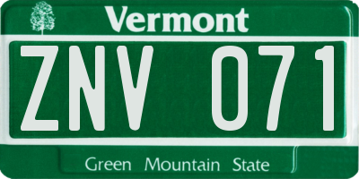 VT license plate ZNV071