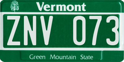 VT license plate ZNV073