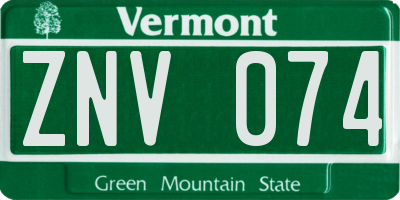VT license plate ZNV074