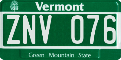 VT license plate ZNV076