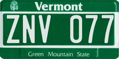 VT license plate ZNV077