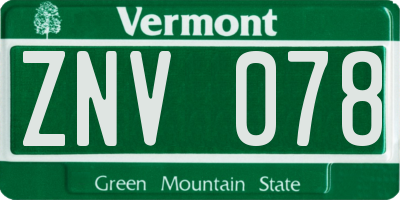 VT license plate ZNV078