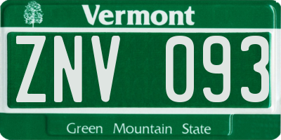 VT license plate ZNV093