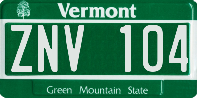 VT license plate ZNV104