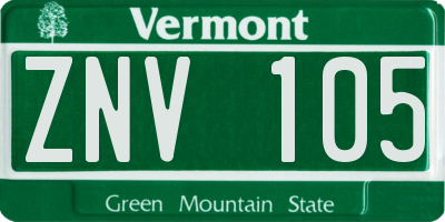 VT license plate ZNV105