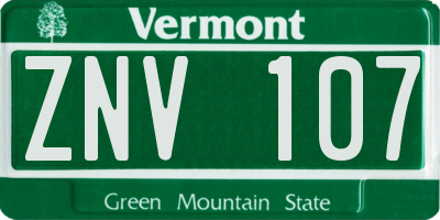 VT license plate ZNV107